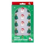 Sentovac 15 Pcs Christmas Icing Decoration Edible Santa Claus Christmas Tree Mix Candy Dessert Sprinkles DIY For Cookie Cake Cupcake Topper Icing Frosting Decoration Christmas Supplies