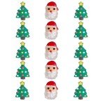 Sentovac 15 Pcs Christmas Icing Decoration Edible Santa Claus Christmas Tree Mix Candy Dessert Sprinkles DIY For Cookie Cake Cupcake Topper Icing Frosting Decoration Christmas Supplies