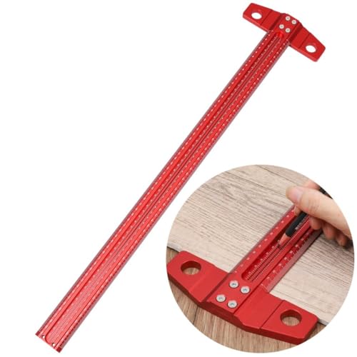 Homaisson 24 Inch T Square Woodworking Ruler, Precision Ruler Tsquare Shaped Wood Working Scriber, Aluminum Alloy Architect Ruler for Carpenter Work Layout Measuring Tool
