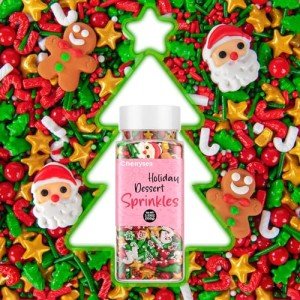 Christmas Sprinkles for Baking, Mix Sprinkles Santa Gingerbread Man for Christmas Cake Decorating Fancy Sprinkles for Cupcake,Ice Cream, Donut,Chocolate Candy,Cookies Decorating - 3.5 oz