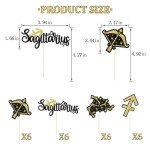 Sagittarius Cupcake Toppers, 24PCS Sagittarius Birthday Cupcake Toppers, Sagittarius Cake Picks, Constellation Themed Birthday Party Decorations, Black and Gold Glitter (Sagittarius)