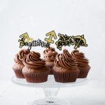 Sagittarius Cupcake Toppers, 24PCS Sagittarius Birthday Cupcake Toppers, Sagittarius Cake Picks, Constellation Themed Birthday Party Decorations, Black and Gold Glitter (Sagittarius)