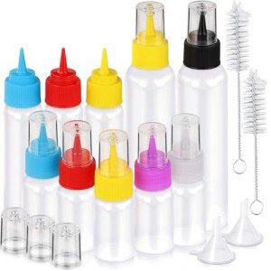 YGDZ Icing Bottle for Cookie Decorating, 10 PCS Writer Squeeze Bottles, Small Easy Squeeze Bottle (1, 2 and 4 ounces), Icing Cookie Supplies for Food Coloring, Frosting, Cookie Decorating Kit