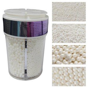 EPHVODI Sprinkles for Cake Decorating, White Pearl Sugar Sprinkles for Cupcake Toppers Wedding Party Halloween Christmas Supplies, 4 Sizes Sprinkles Mix