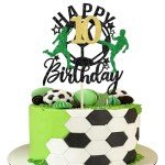 1 Pack Soccer Happy 10th Birthday Cake Topper Sport Soccer Ball Cake Picks for Football Theme Kids 10th Birthday Party Cake Decorations Supplies