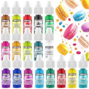 Food Coloring, 18 Vibrant Colors Food Coloring Liquid, Highly Concentrated Food Dye, Food Grade Food Coloring for Icing, Cake Decorating, Baking, Frosting, Easter Egg, Macaron, Slime - 6ml