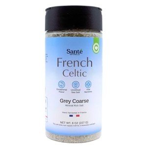 Sante Naturelle French Grey Coarse Sea Salt Shaker - 8 oz. Salt From the Celtic Sea, Unrefined French Sea Salt Organic, Rich in 82+ Minerals Salt, 100% Natural & Hand Harvested