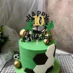 1 Pack Soccer Happy 10th Birthday Cake Topper Sport Soccer Ball Cake Picks for Football Theme Kids 10th Birthday Party Cake Decorations Supplies
