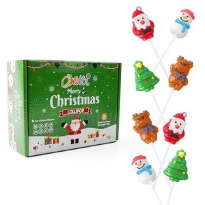 Christmas Lollipop Suckers,Assorted Lollipops Candy Suckers,Snowman Candies,Lollipops Individually Wrapped,Sweet Holiday Candy with Gift Box for Holiday Party,17g Stocking Stuffers 12 Pack