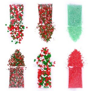 Christmas Sprinkles for Cake Decorating Edible Red and Green Sprinkle Mix Jimmies Sanding Sugar Cake Sprinkles for Baking Cupcake Cookies Ice Cream Topper Xmas Party 6.35 ounces