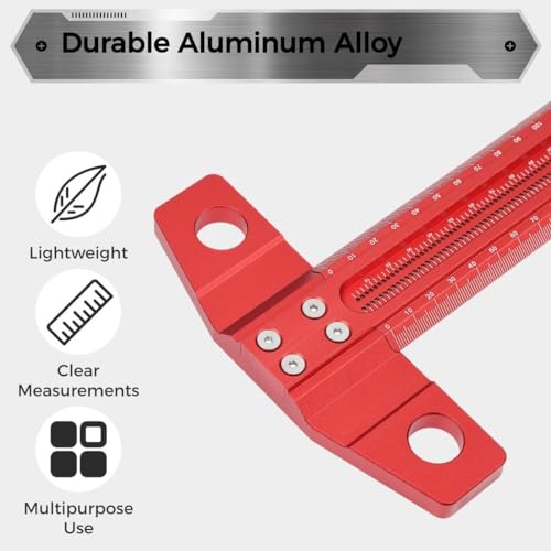Homaisson 24 Inch T Square Woodworking Ruler, Precision Ruler Tsquare Shaped Wood Working Scriber, Aluminum Alloy Architect Ruler for Carpenter Work Layout Measuring Tool