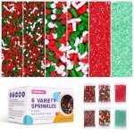 Christmas Sprinkles for Cake Decorating Edible Red and Green Sprinkle Mix Jimmies Sanding Sugar Cake Sprinkles for Baking Cupcake Cookies Ice Cream Topper Xmas Party 6.35 ounces