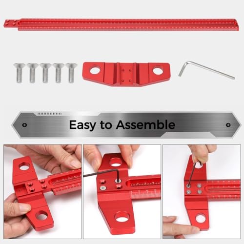 Homaisson 24 Inch T Square Woodworking Ruler, Precision Ruler Tsquare Shaped Wood Working Scriber, Aluminum Alloy Architect Ruler for Carpenter Work Layout Measuring Tool