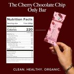 Truvani Plant Based Snack Bar | Cherry Chocolate Chip Single Bar | 5g Protein | USDA Organic and Vegan | The Only Bar | Dairy, Soy, and Gluten Free | Individually Wrapped