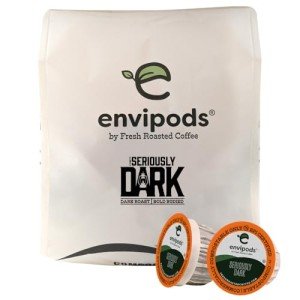 Fresh Roasted Coffee, Compostable envipods, Seriously Dark Decaf, Kosher, Dark Roast, 12 Count, K-Cup Compatible | Not for use in Ninja or Hamilton Beach Brewers