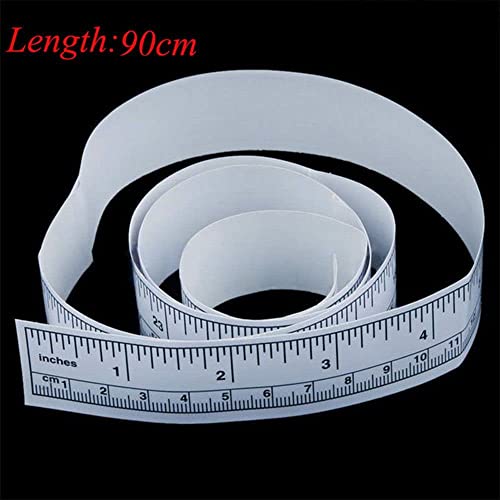 1Pc White Self-Adhesive Measuring Tape, Double Scale Stick on Workbench Ruler, Sticky Tape Measure for Work Bench, Saw Table, Drafting Table, 36",Tape Measures，Measuring and Layout Tools