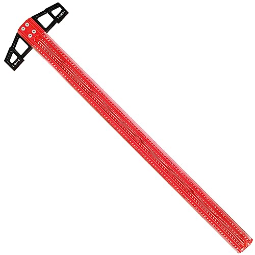 Aluminum T-Square Ruler 24 inch, Woodworking Scriber T-Square Ruler Measuring and Layout Tools for Woodworking, Architect Ruler for Carpenter Work, Imperial Positioning Scribing Graduated T-Square Rul