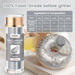 Sliver Edible Glitter for Cocktails, 15g Food-Grade Sliver Drink Glitter Sliver Luster Dust Edible, Sliver Prism Powder Edible Glitter,Sliver Food Glitter Shimmer for Drinks,Cakes,Baking,Christmas Decorating