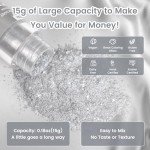 Sliver Edible Glitter for Cocktails, 15g Food-Grade Sliver Drink Glitter Sliver Luster Dust Edible, Sliver Prism Powder Edible Glitter,Sliver Food Glitter Shimmer for Drinks,Cakes,Baking,Christmas Decorating