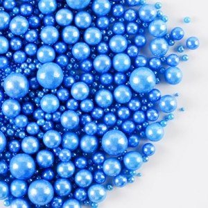 Kasvan Red Pearl Sugar Sprinkles - Edible Candy Pearls 130g/4.58 Oz, Mix Size, Baking Cake Decorations, Ice Cream Toppings and Cookie Decorating, Wedding Party Chirstmas Supplies (Royal Blue)