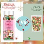 Christmas Sprinkles for Cake Decorating - Star Santa Cake Sprinkles Cupcake Tree Sprinkles Mix for Holiday Cookie Sprinkles Jimmies for Ice Cream Edible for Children Red Green Gold Sprinkles - 3.5 oz