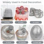 Sliver Edible Glitter for Cocktails, 15g Food-Grade Sliver Drink Glitter Sliver Luster Dust Edible, Sliver Prism Powder Edible Glitter,Sliver Food Glitter Shimmer for Drinks,Cakes,Baking,Christmas Decorating