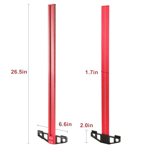 Aluminum T-Square Ruler 24 inch, Woodworking Scriber T-Square Ruler Measuring and Layout Tools for Woodworking, Architect Ruler for Carpenter Work, Imperial Positioning Scribing Graduated T-Square Rul
