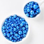 Kasvan Red Pearl Sugar Sprinkles - Edible Candy Pearls 130g/4.58 Oz, Mix Size, Baking Cake Decorations, Ice Cream Toppings and Cookie Decorating, Wedding Party Chirstmas Supplies (Royal Blue)