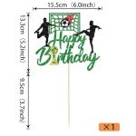 Rsstarxi 1 Pack Soccer Happy Birthday Cake Topper Glitter Happy Birthday Sign Trophies Football Player Cake Pick for Sport Theme Baby Shower Football Player Happy Birthday Party Cake Decorations