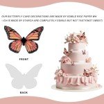 Edible Butterfly Cake Decorations - Edible Butterflies Set of 50Pcs, Edible Wafer Paper Butterflies Cupcake Toppers for Wedding Anniversary Birthday Party Cake Decorations (Light Orange)