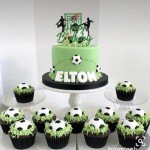 Rsstarxi 1 Pack Soccer Happy Birthday Cake Topper Glitter Happy Birthday Sign Trophies Football Player Cake Pick for Sport Theme Baby Shower Football Player Happy Birthday Party Cake Decorations
