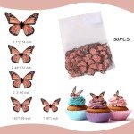 Edible Butterfly Cake Decorations - Edible Butterflies Set of 50Pcs, Edible Wafer Paper Butterflies Cupcake Toppers for Wedding Anniversary Birthday Party Cake Decorations (Light Orange)
