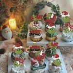 Rsstarxi 30 Pack Christmas Cupcake Toppers Glitter Drink Up Merry Grinchmas Cupcake Picks for Merry Christmas Baby Shower Kids Birthday Christmas Party Cake Decorations Supplies