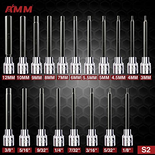 AMM 19-Piece 3/8" Drive Long Allen Hex Socket