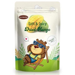 Funny Bean Bear Vegetarian Snacks Dried Mango Slices Dried Mangoes Pipened Dried Fruit, Soft Delicious & Juicy in Resealable Bag 10 OZ Gluten Free Dried Fruit Snack