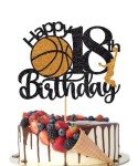 Crseniny Basketball Happy 18th Birthday Cake Topper，Basketball Sports Cake Pick Cheers to 18 Years Birthday Cake Decoration,Boys Girls Sport Theme Eighteen Birthday Party Supplies