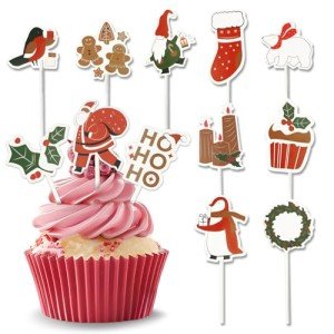 Bake Choice 48 PCS Christmas Cupcake Toppers, Christmas Cake Decorations, Christmas Cupcake Picks, Christmas Cupcake Decorations for Xmas Party, Baby Shower, Christmas Holiday, Birthday Party