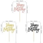 24 PCS Happy Birthday Cupcake Toppers Glitter Happy Birthday Cupcake Picks for Celebrating Happy Birthday Anniversary Theme Party Cake Decorations Supplies Gold Black Rose Gold