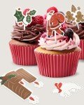 Bake Choice 48 PCS Christmas Cupcake Toppers, Christmas Cake Decorations, Christmas Cupcake Picks, Christmas Cupcake Decorations for Xmas Party, Baby Shower, Christmas Holiday, Birthday Party