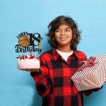 Crseniny Basketball Happy 18th Birthday Cake Topper，Basketball Sports Cake Pick Cheers to 18 Years Birthday Cake Decoration,Boys Girls Sport Theme Eighteen Birthday Party Supplies