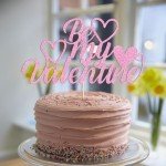 YUINYO Be My Valentine Cake Topper pink with Glitter Sweet Love Heart Valentine's Day Cake Picks Happy Valentine's Day Theme Wedding Bridal Shower Birthday Party Cake Decorations Supplies