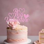 YUINYO Be My Valentine Cake Topper pink with Glitter Sweet Love Heart Valentine's Day Cake Picks Happy Valentine's Day Theme Wedding Bridal Shower Birthday Party Cake Decorations Supplies