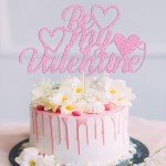 YUINYO Be My Valentine Cake Topper pink with Glitter Sweet Love Heart Valentine's Day Cake Picks Happy Valentine's Day Theme Wedding Bridal Shower Birthday Party Cake Decorations Supplies