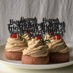 24 Pack Happy Friends Giving Cupcake Toppers Glitter Happy Thanksgiving Cupcake Picks Thank you Cupcake Decorations Fall Maple Leave Wedding Anniversary Birthday Party Cake Decorations Black