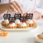 24 Pack Happy Friends Giving Cupcake Toppers Glitter Happy Thanksgiving Cupcake Picks Thank you Cupcake Decorations Fall Maple Leave Wedding Anniversary Birthday Party Cake Decorations Black