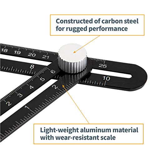 POWERTEC Multi Angle Measuring Ruler for Woodworking, Crafting, Construction, Flooring & Tile Cutting, Aluminum Angle Finder, Template & Layout Tools for Tile Installation (80003)