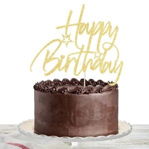 Lgaiehjc Happy Golden Birthday Cake Topper - 10/18/21/25th Birthday Cake Topper,30/35/40/45/birthday Cake Topper,1st/21st Birthday Cake Topper，50/60/70/80/90th Birthday Cake Topper (1) (5, Golden)