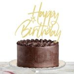 Lgaiehjc Happy Golden Birthday Cake Topper - 10/18/21/25th Birthday Cake Topper,30/35/40/45/birthday Cake Topper,1st/21st Birthday Cake Topper，50/60/70/80/90th Birthday Cake Topper (1) (5, Golden)