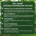 BOTAMONY Premium 50 Moringa Leaf Tea Bags, 100% Natural Pure Organic Moringa Leaves Herbal Tea | Boost Immunity & Supporting Digestion, Antioxidants Rich | Handmade Non-GMO Sugar/Caffeine/Gluten Free