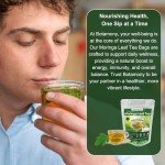 BOTAMONY Premium 50 Moringa Leaf Tea Bags, 100% Natural Pure Organic Moringa Leaves Herbal Tea | Boost Immunity & Supporting Digestion, Antioxidants Rich | Handmade Non-GMO Sugar/Caffeine/Gluten Free